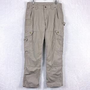 Carhartt Relaxed Ripstop Cargo Pants Mens 32x30 Beige Workwear Utility Outdoor